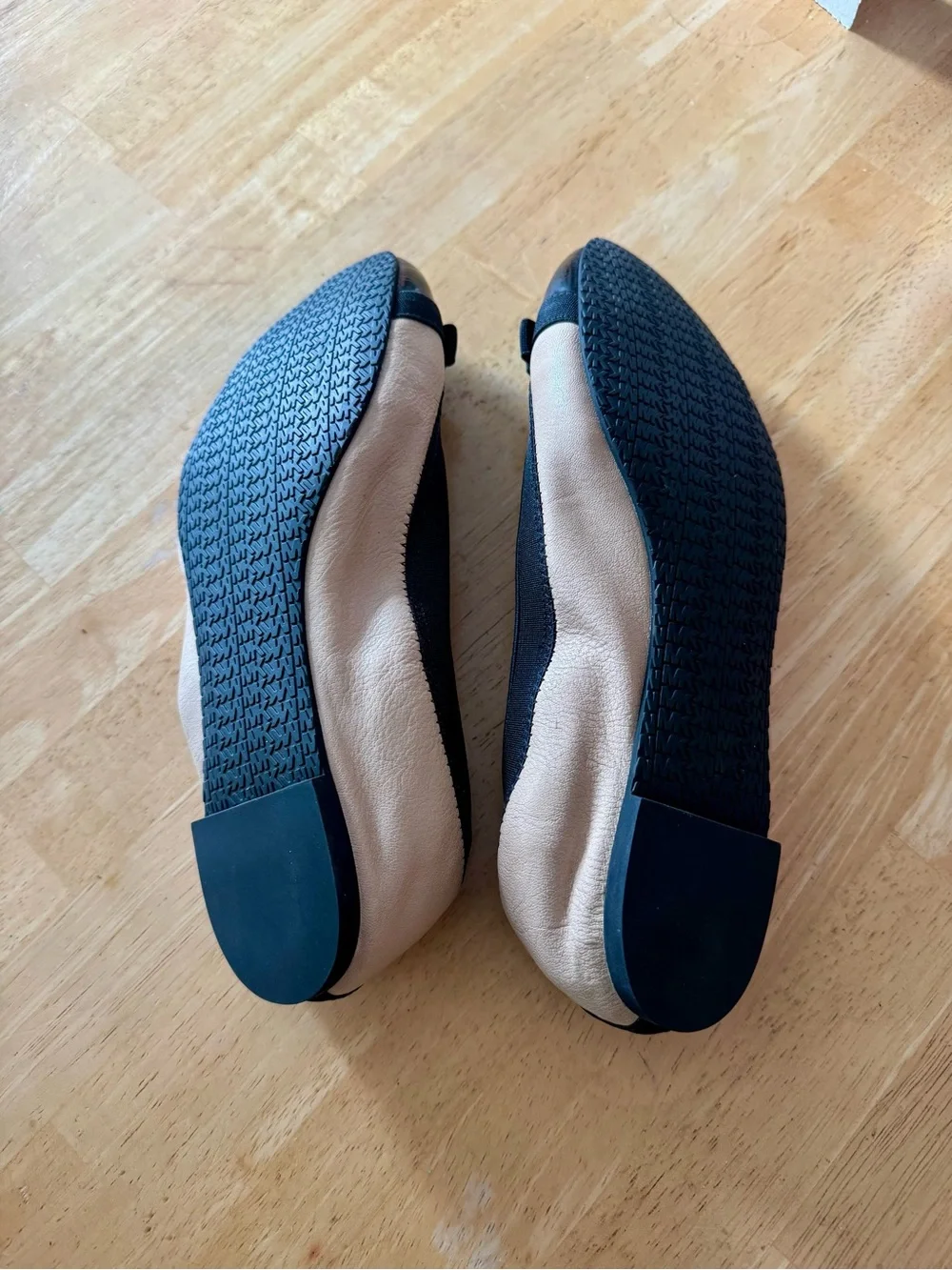 Michael Kors Black and Beige Patent Toe Ballet Flats